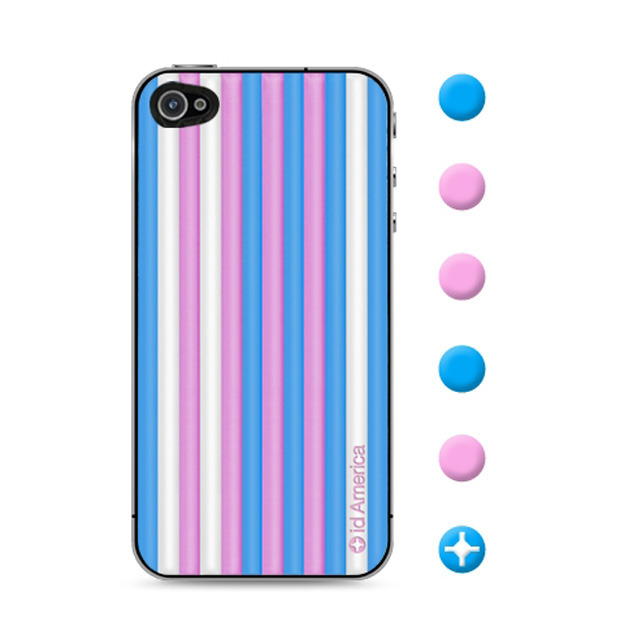 【iPhone4S/4 スキンシール】CUSHI STRIPES BLUE