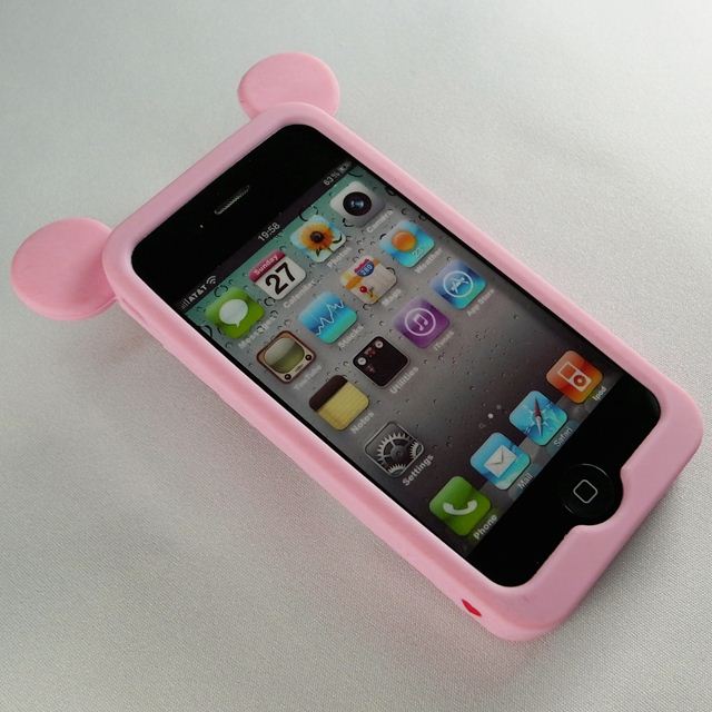 【iPhone4】iburg Full Protection Silicon Bear, Pinkgoods_nameサブ画像