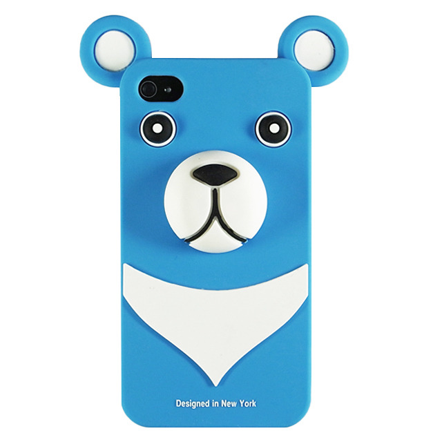 【iPhone4】iburg Full Protection Silicon Bear, Blue