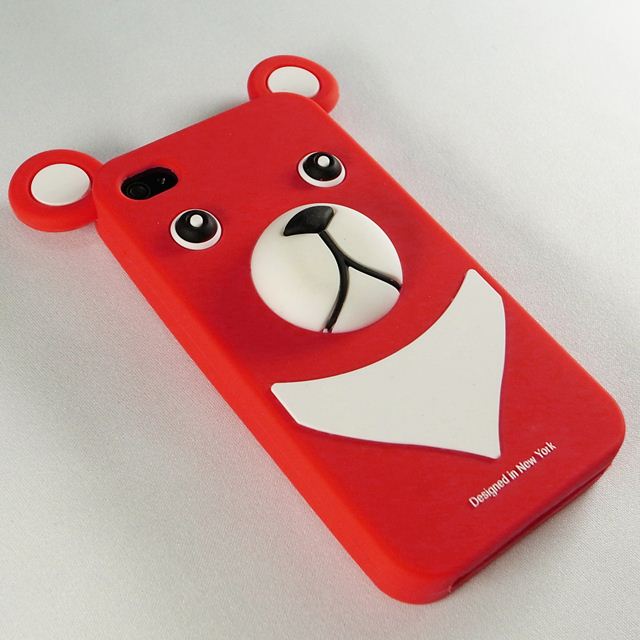 【iPhone4】iburg Full Protection Silicon Bear, Redgoods_nameサブ画像