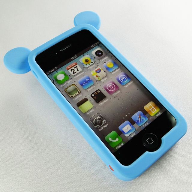 【iPhone4】iburg Full Protection Silicon Bear, Water Blueサブ画像