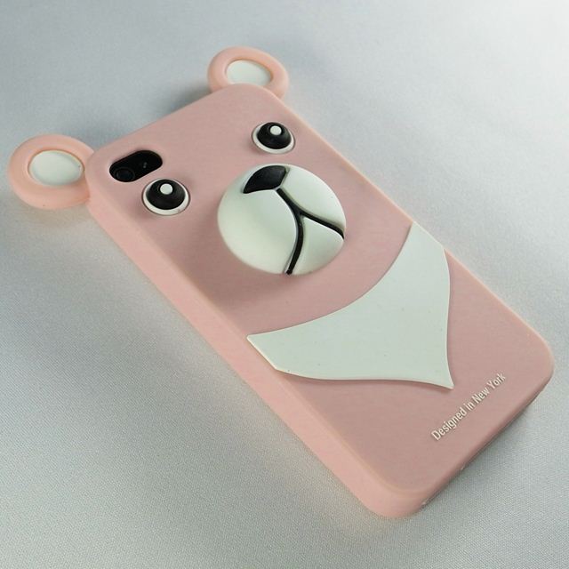 【iPhone4】iburg Full Protection Silicon Bear, Light Pinkサブ画像