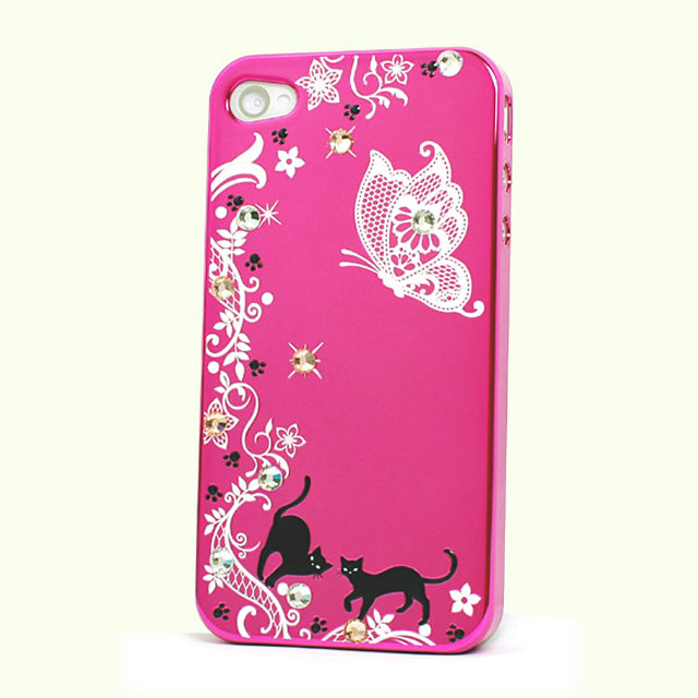 【iPhone4S/4 ケース】ChoB’t 蒔絵ケース iPhone4/4S用 レース蝶猫