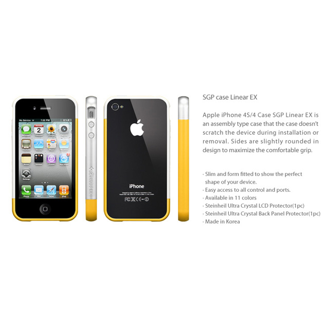 【iPhone4S/4 ケース】SGP Case Linear EX Meteor Series [Reventon Yellow]サブ画像