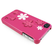 【iPhone4S/4 ケース】本革張りレザーハードケースSNAP ON Femme(ファム) series フラワー