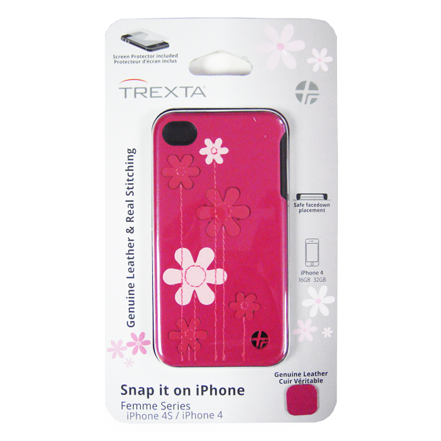 【iPhone4S/4 ケース】本革張りレザーハードケースSNAP ON Femme(ファム) series フラワーgoods_nameサブ画像