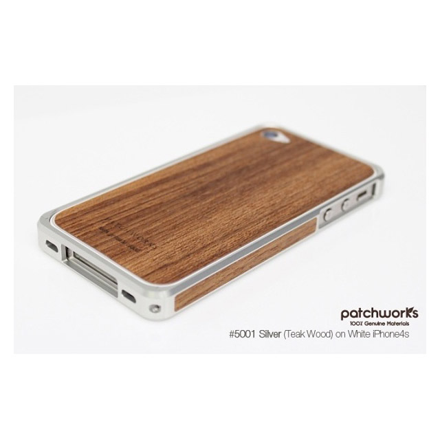 Alloy X Wood Bumper for iPhone 4/4S - Silver×Teakサブ画像