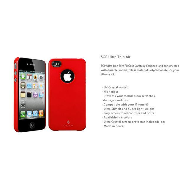 【iPhone4S/4 ケース】SGP Case Ultra Thin Air Pastel Series [Dante Red]サブ画像