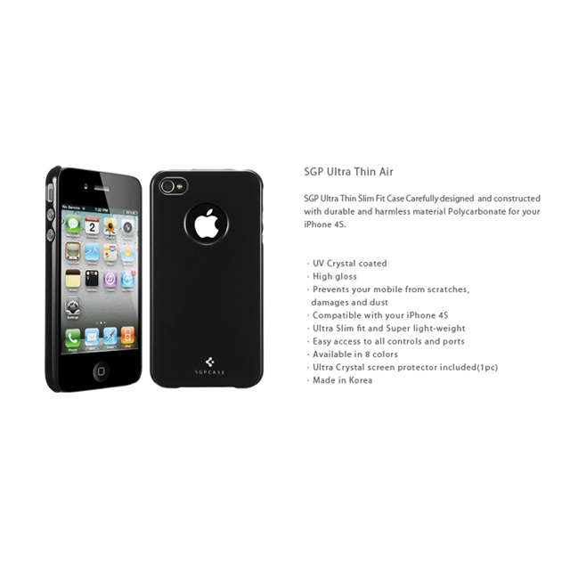 【iPhone4S/4 ケース】SGP Case Ultra Thin Air Pastel Series [Soul Black]サブ画像