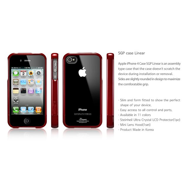 【iPhone4S/4 ケース】SGP Case Linear Crystal Series [Dante Red]サブ画像