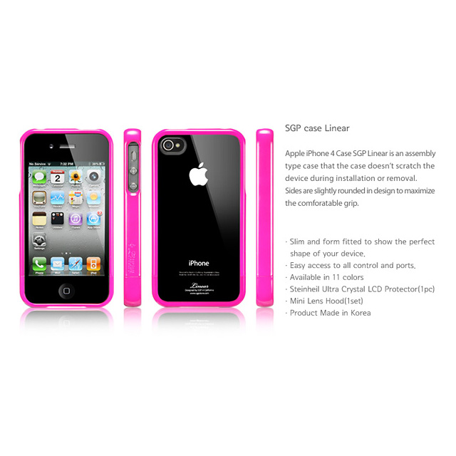 【iPhone4S/4 ケース】SGP Case Linear Crystal Series [Fantasia Hot Pink]サブ画像