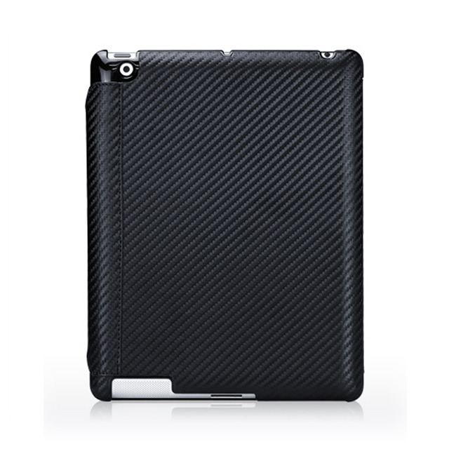 【iPad(第3世代/第4世代) iPad2 ケース】CarbonLook with Front cover for iPad (第3世代)/iPad 2 ブラック