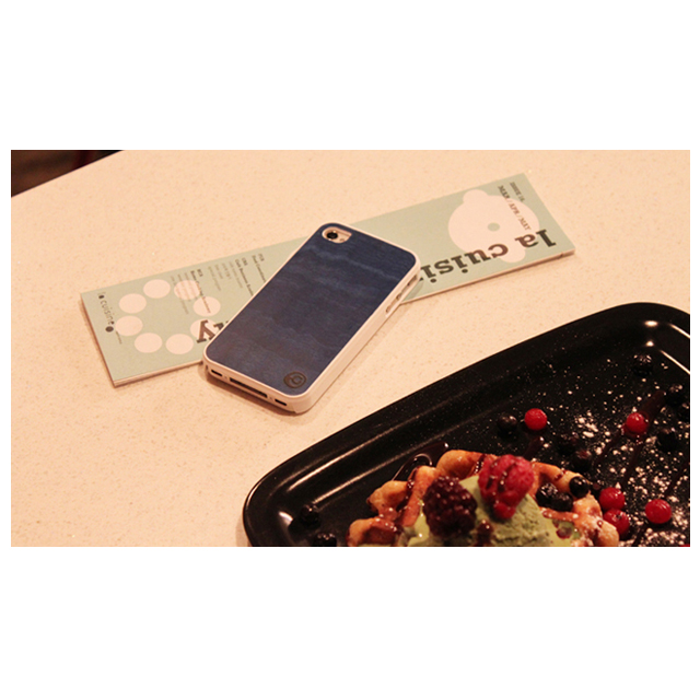 【iPhone4S/4 ケース】Real wood case Vivid Midnight Blue Whiteサブ画像