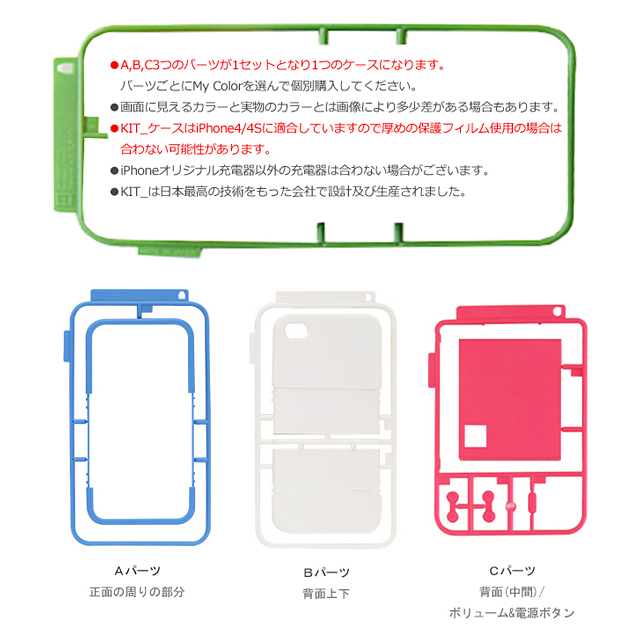 【iPhone4S/4 ケース】プラモデル型ケース Aパーツ ホワイトサブ画像