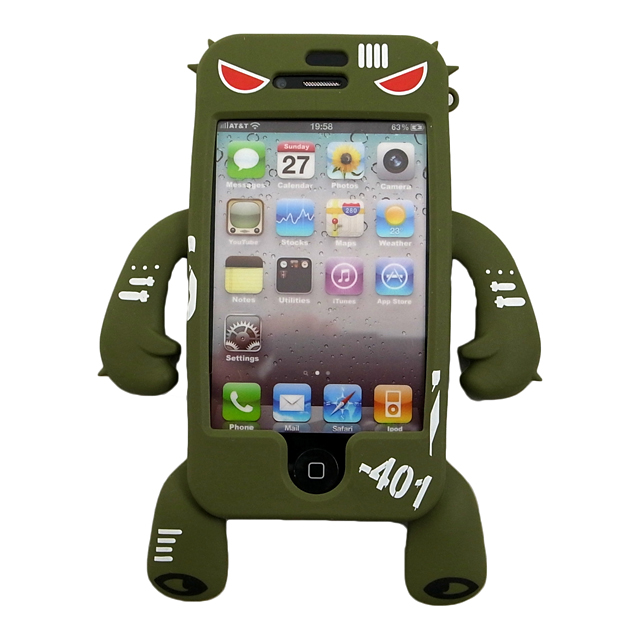 YETTIDE iPhone4S/4 Character Sillicone Skin - SV-401改Tank, Olive Drabgoods_nameサブ画像