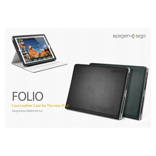 【iPad(第3世代) iPad2 ケース】SPIGEN SGP Leather Case Folio Black (Synthetic Leather) for The new iPadサブ画像