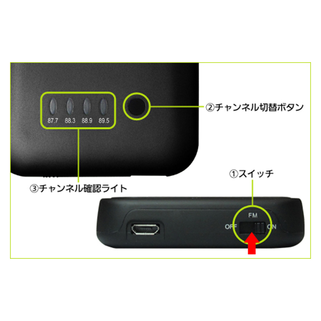 【iPhone4S/4 ケース】+M Battery FMトランスミッター付き バッテリー搭載ケース (ブラック)サブ画像