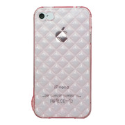 【iPhone ケース】ストラップホール付きダイヤキルト柄iPhone4S/4ケース(ピンク)