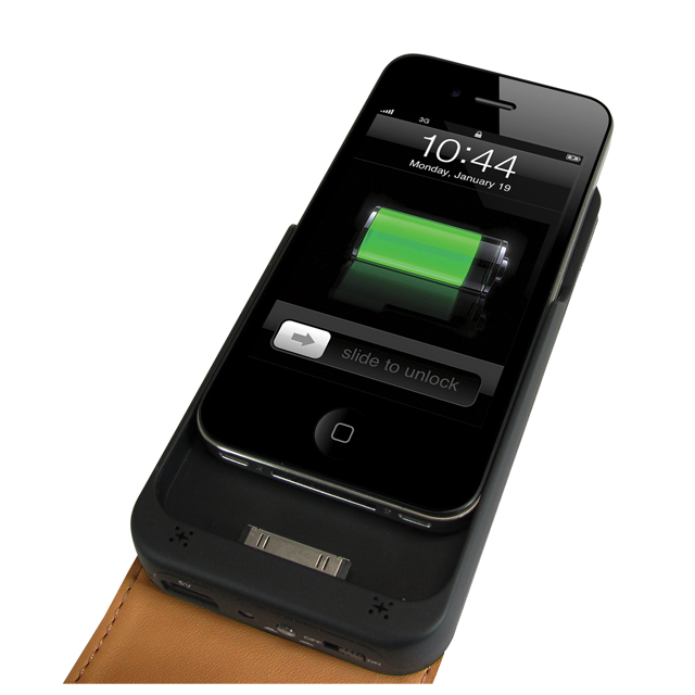 【iPhone ケース】+M Battery iPhone4/4S FMトランスミッター付き バッテリー搭載レザーケース (ブラック)サブ画像