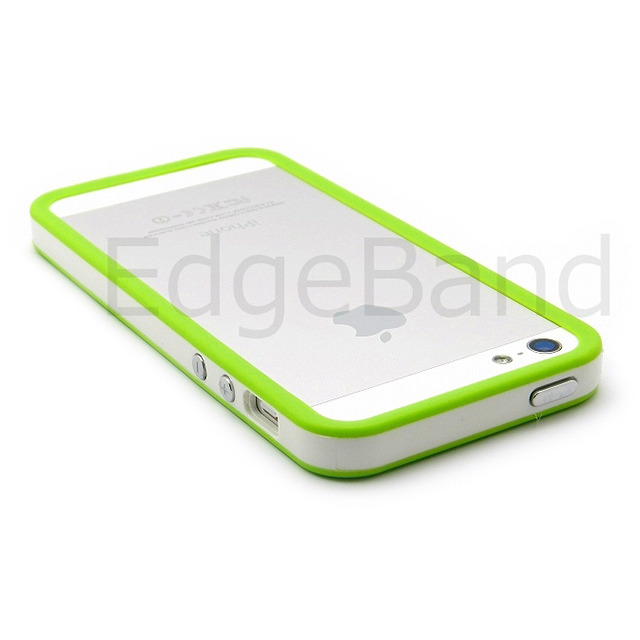 【iPhoneSE(第1世代)/5s/5 ケース】ハイブリッドバンパー Edge Band (GreenRim*White)