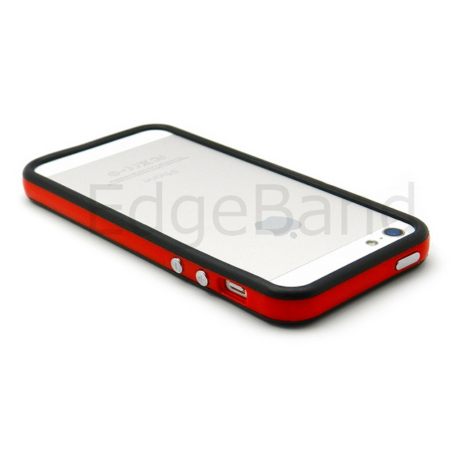 【iPhoneSE(第1世代)/5s/5 ケース】ハイブリッドバンパー Edge Band (BlackRim*Red)