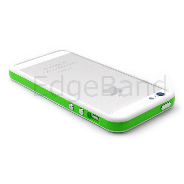 【iPhoneSE(第1世代)/5s/5 ケース】ハイブリッドバンパー Edge Band (Green*WhiteRim)