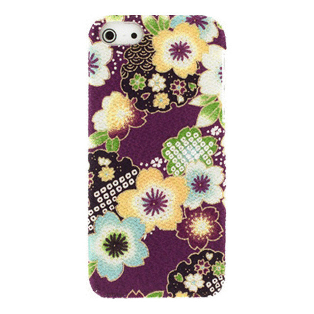 【iPhoneSE(第1世代)/5s/5 ケース】KIMONO Case 着物ケース(賑い桜/紫)