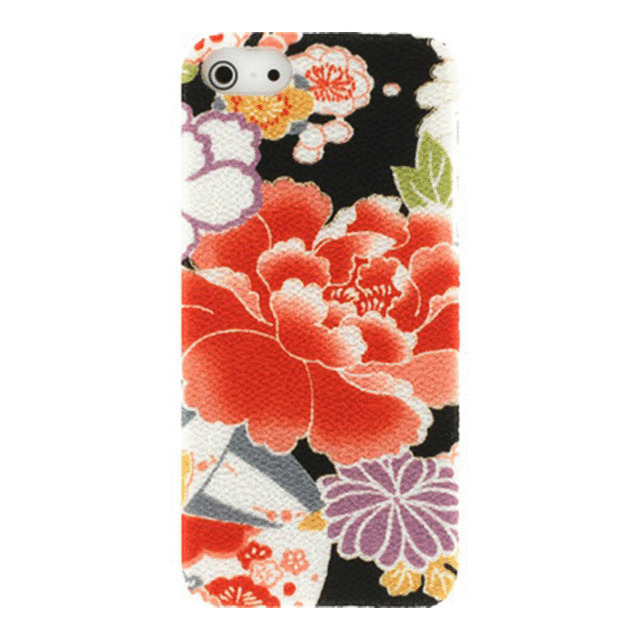 【iPhoneSE(第1世代)/5s/5 ケース】KIMONO Case 着物ケース(糸巻き/ボタン・黒)