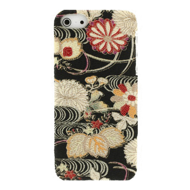 【iPhoneSE(第1世代)/5s/5 ケース】KIMONO Case 着物ケース(観世水/水波・黒)