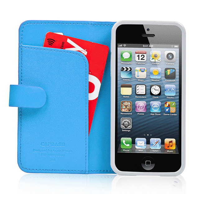 【iPhoneSE(第1世代)/5s/5 ケース】Folder Case Sider Polka Blue/Greyサブ画像