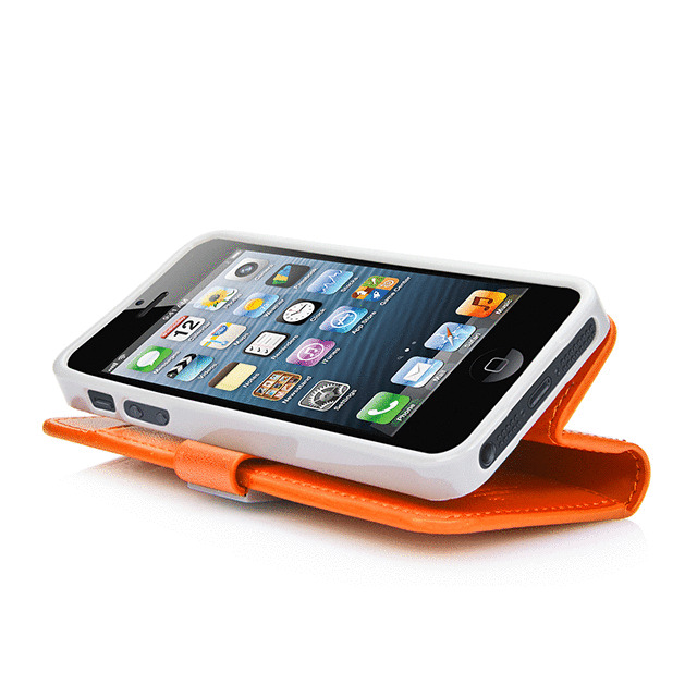 【iPhoneSE(第1世代)/5s/5 ケース】Folder Case Sider Polka Orange/Greyサブ画像