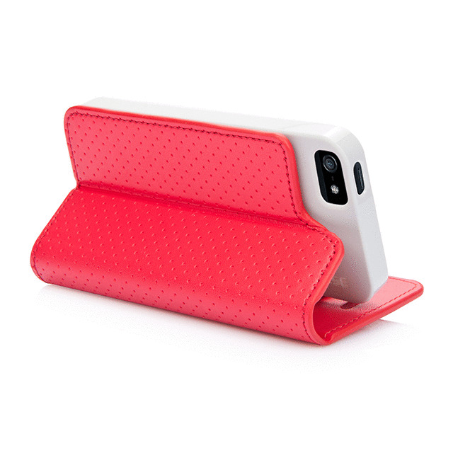 【iPhoneSE(第1世代)/5s/5 ケース】Folder Case Sider Polka Red/Greyサブ画像