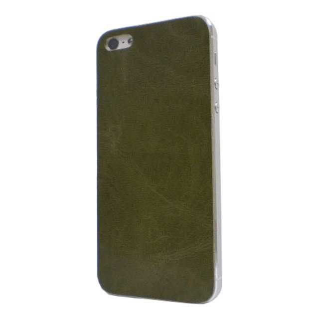 【iPhone5 スキンシール】BADSMAKESGOODS レザーカバー (Khaki)