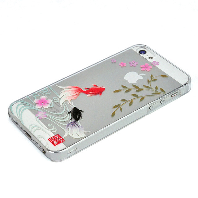 【iPhone5s/5 ケース】和彩美「ふるる」：堅装飾カバー透(散桜に金魚)goods_nameサブ画像