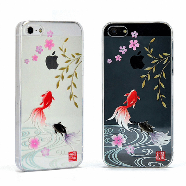 【iPhone5s/5 ケース】和彩美「ふるる」：堅装飾カバー透(散桜に金魚)goods_nameサブ画像