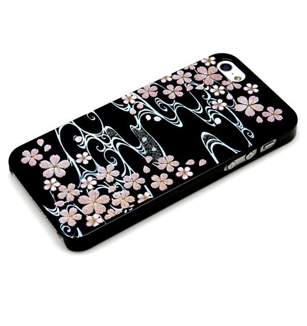 【iPhoneSE(第1世代)/5s/5 ケース】高盛り蒔絵ケース 桜(黒)goods_nameサブ画像