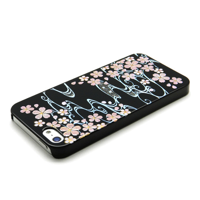 【iPhoneSE(第1世代)/5s/5 ケース】高盛り蒔絵ケース 桜(黒)goods_nameサブ画像