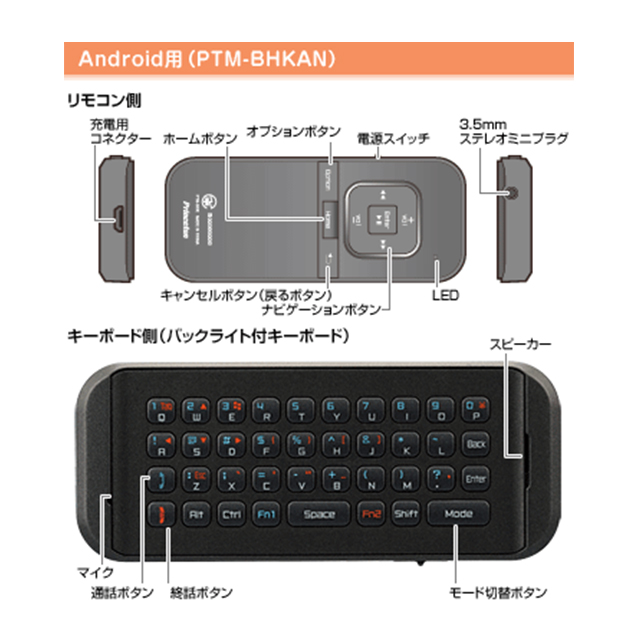 『iBOW mobile』 Bluetooth V2.1+EDR対応キーボード＆ハンズフリー (ブラック)goods_nameサブ画像