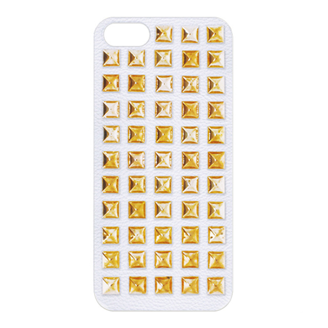 【iPhone 5 ケース】スタッズレザーケース  Rectangular WHITE