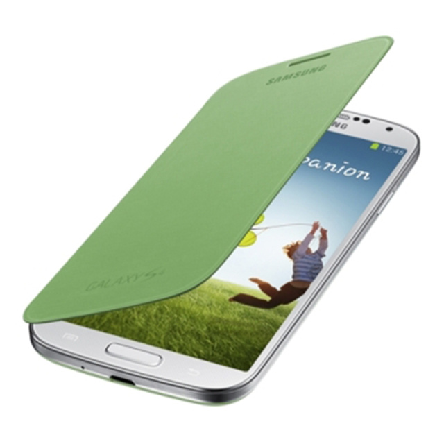 【GALAXY S4 ケース】Samsung純正アクセサリ フリップケース (イエローグリーン)