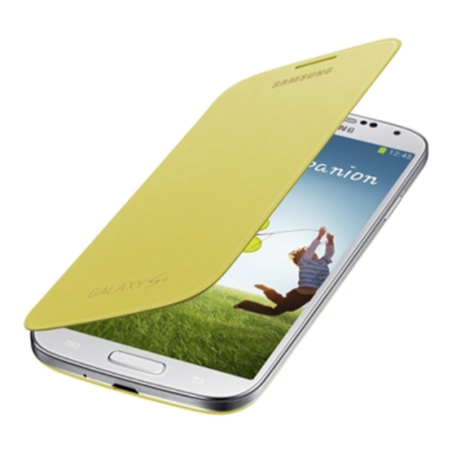 【GALAXY S4 ケース】Samsung純正アクセサリ フリップケース (イエロー)