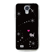 【GALAXY S4 ケース】キラキラクリスタルケース 雪＆猫