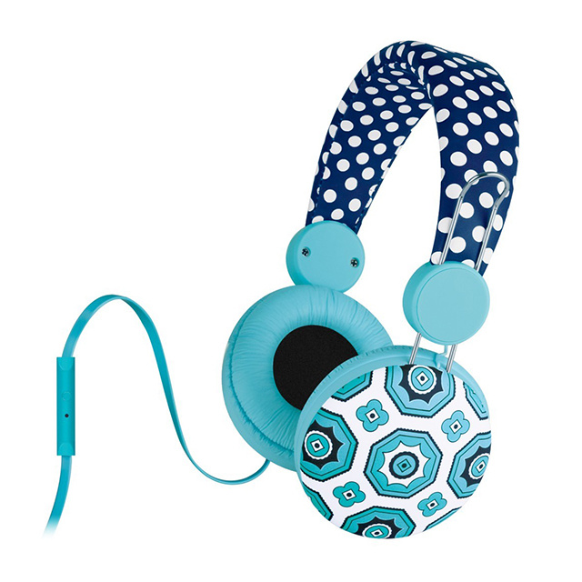 TIE PRINT MALIBU TEENY DOT NAVY COMBO HEADPHONES WITH MIC(マイク機能付き)