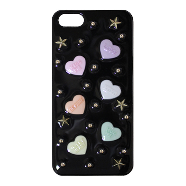 【iPhone5s/5 ケース】candy heart ブラックスタッズ