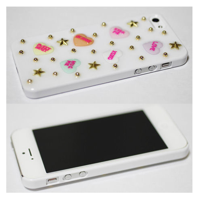 【iPhone5s/5 ケース】candy heart スタッズホワイトgoods_nameサブ画像