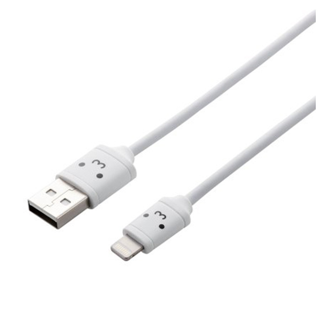 Lightningコネクタ対応USBケーブル ホワイト（顔文字)/0.3m