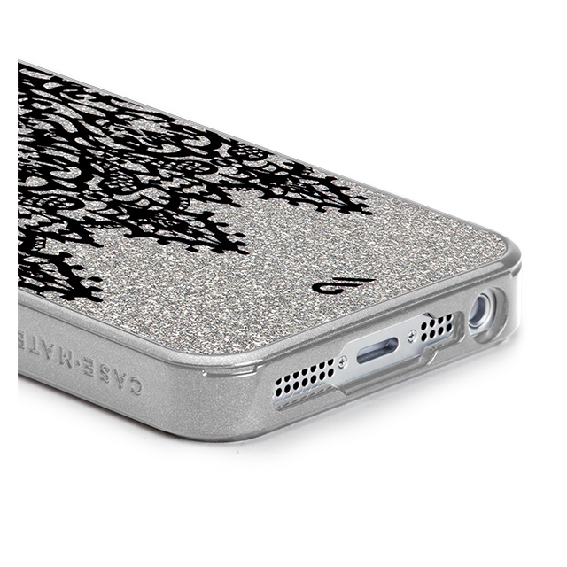 【iPhoneSE(第1世代)/5s/5 ケース】Glam Print Lace Border Silver Glitterサブ画像