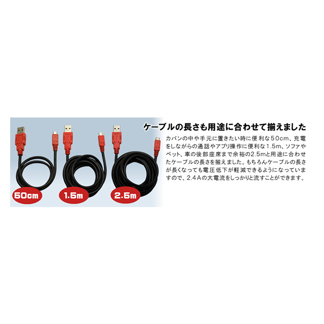 microUSB充電専用ケーブル2.4A 50cm ブラックgoods_nameサブ画像