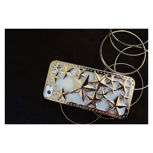 【iPhoneSE(第1世代)/5s/5 ケース】Metal case Glitter Star (Pink Gold/White)サブ画像