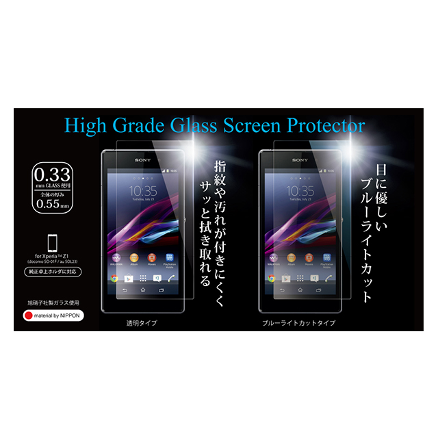 【XPERIA Z1 フィルム】High Grade Glass Screen Protector for Xperia Z1 指紋防止/防汚処理サブ画像